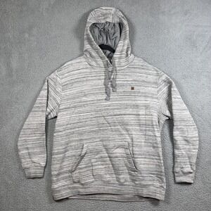 Tentree Hoodie Sweatshirt Mens 2XL Gray Stripe Pullover Kangaroo Pocket Eco